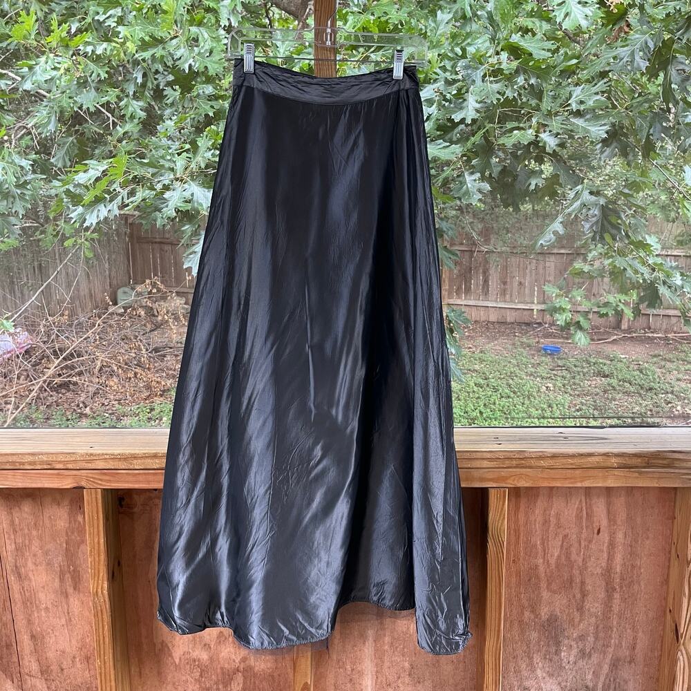 Georgette Women's Vintage Silver Metallic Floor Length Maxi Skirt Size S